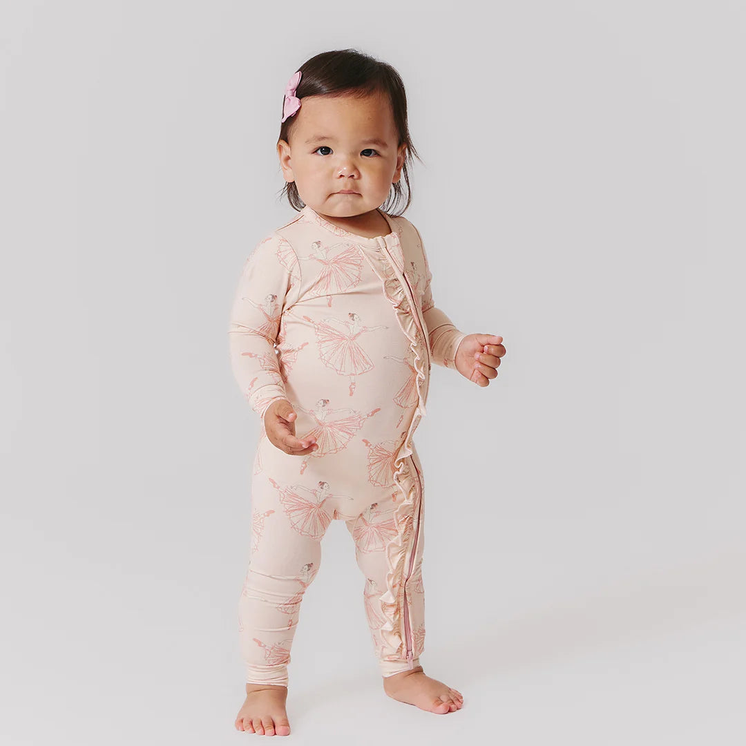 Zippered Romper - Pink Ballerinas