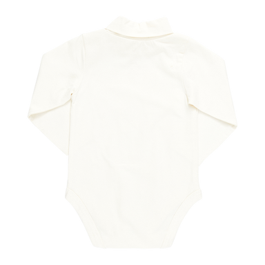 back of long sleeve white turtleneck onesie