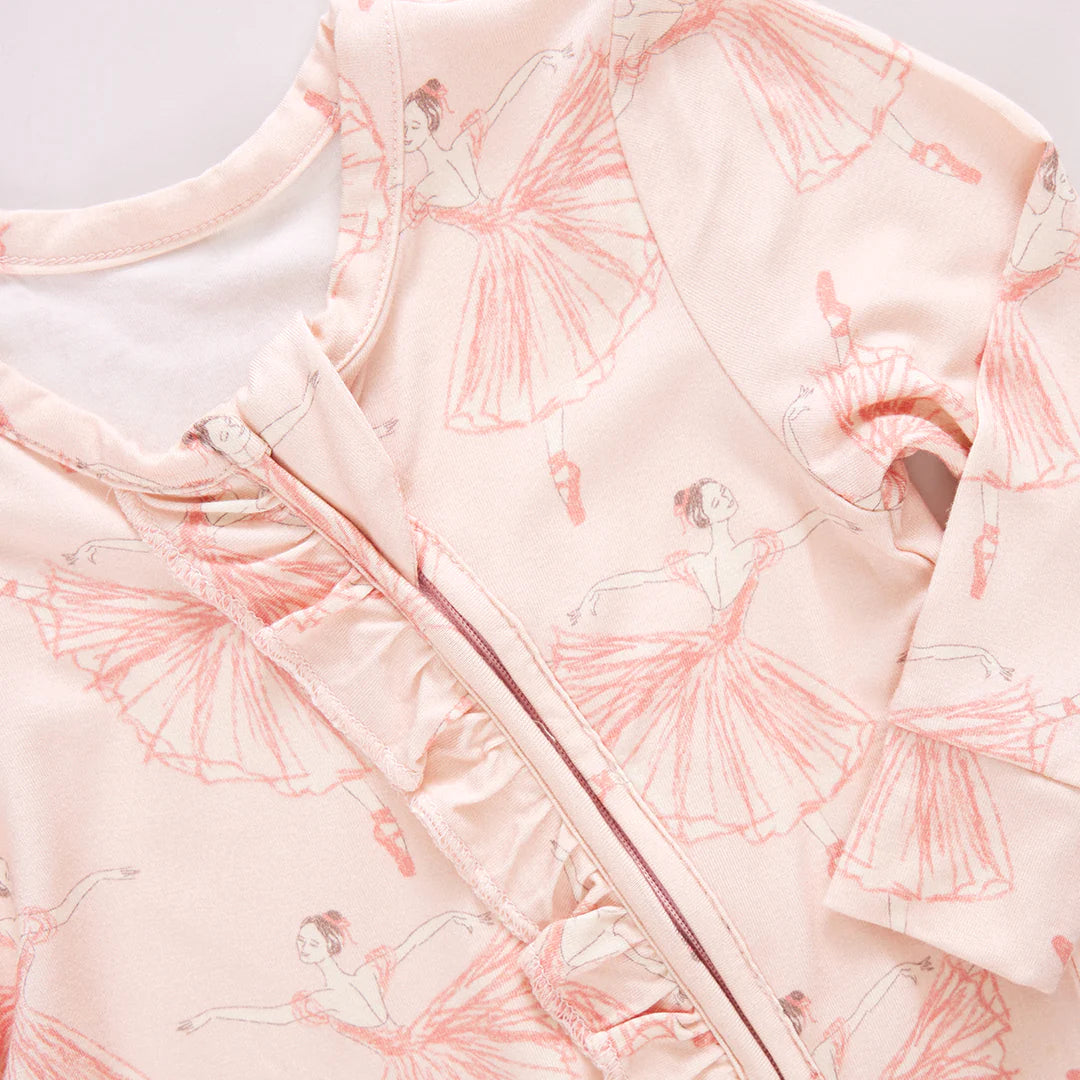 Zippered Romper - Pink Ballerinas