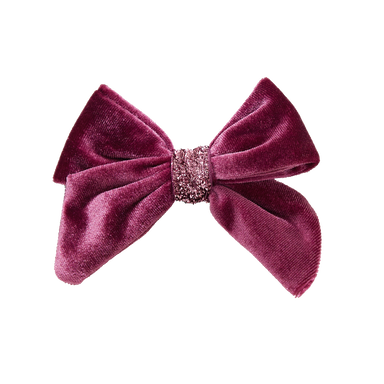 raspberry colored velour hairbow with clip