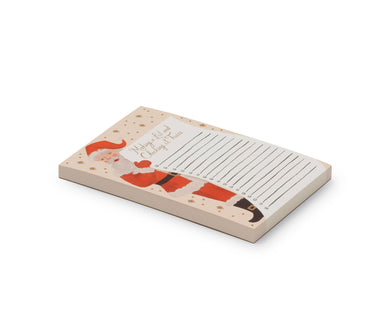 Rifle Paper Co. festive Santa notepad with illustrated tear off pages and lined space for Christmas lists notes and everyday reminders on warm white paper