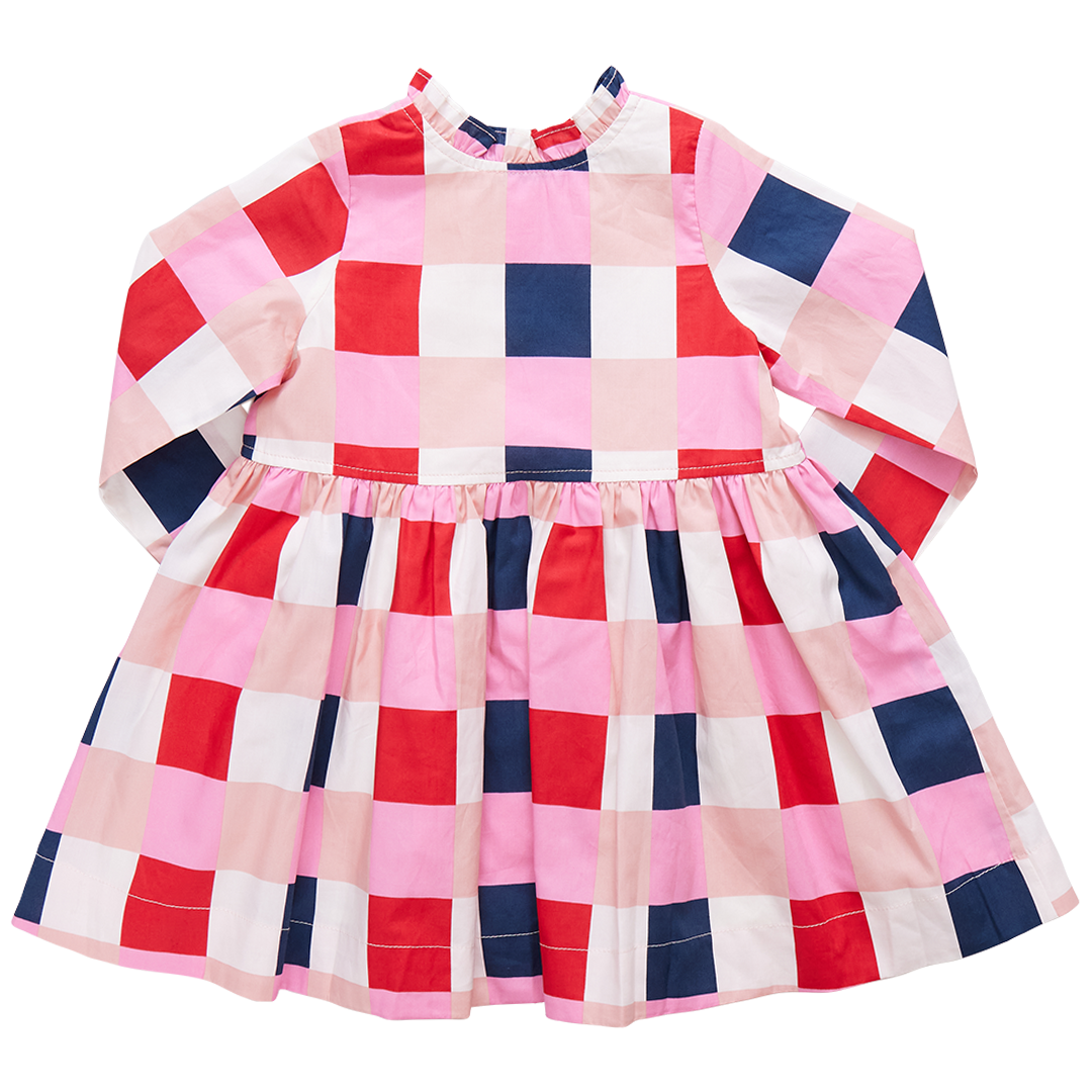 Autumn Dress - Navy Red Check