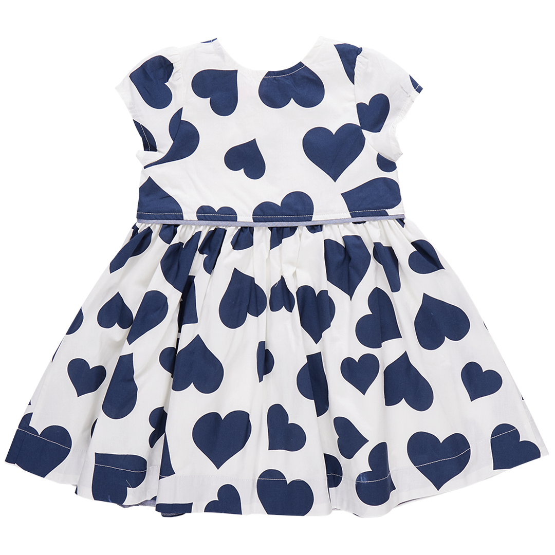 Fatima Dress - Navy Toss Hearts