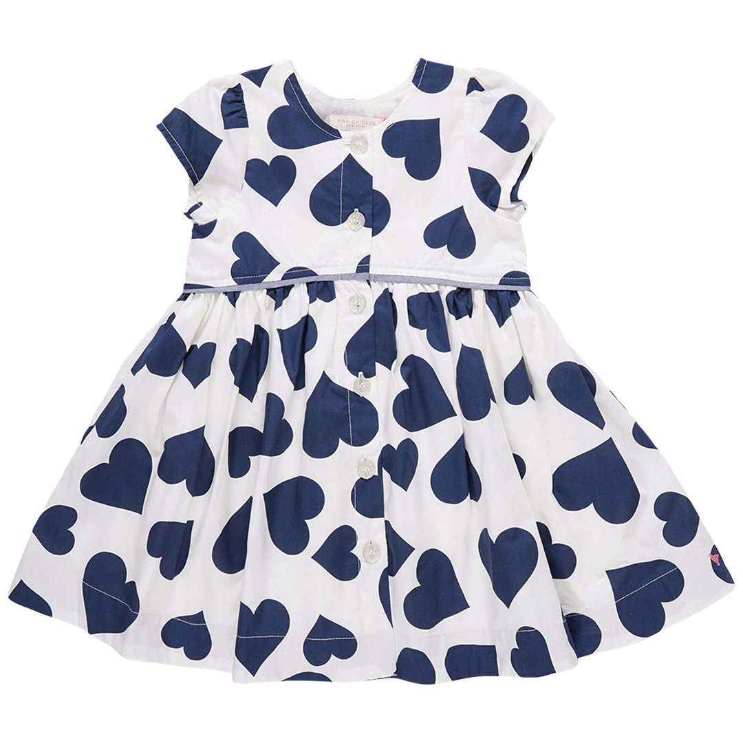 Fatima Dress - Navy Toss Hearts