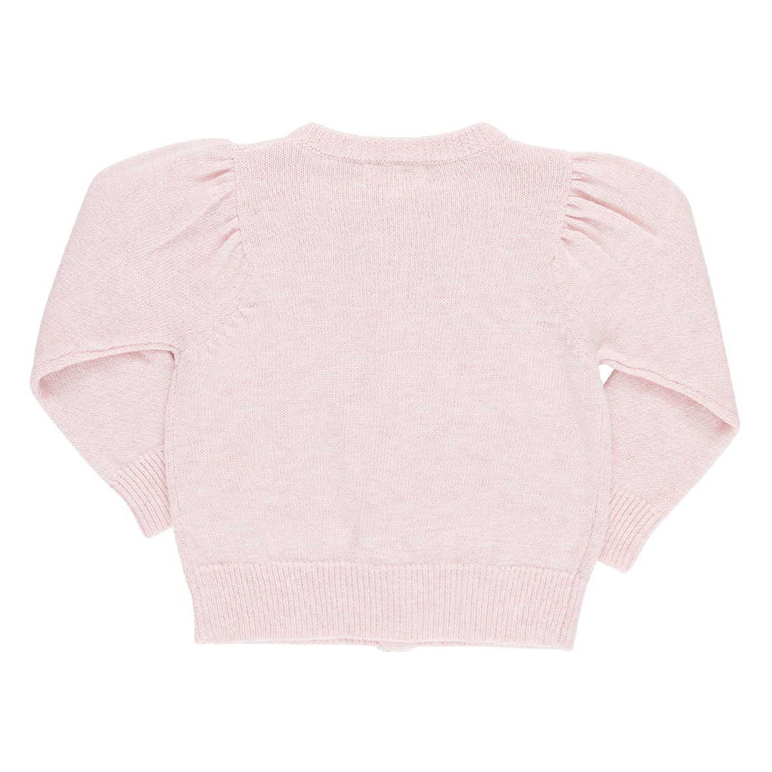 back of light pink cardigan