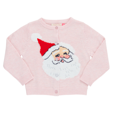 light pink cardigan with knit santa claus