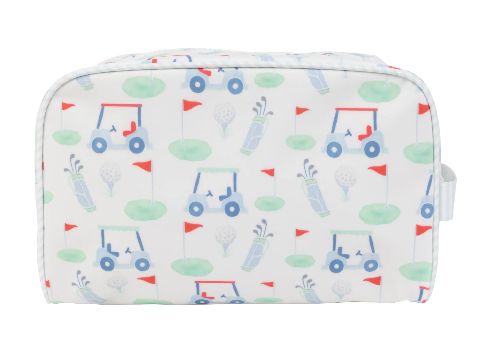 Dopp Kit with golf-themed pattern on a white background