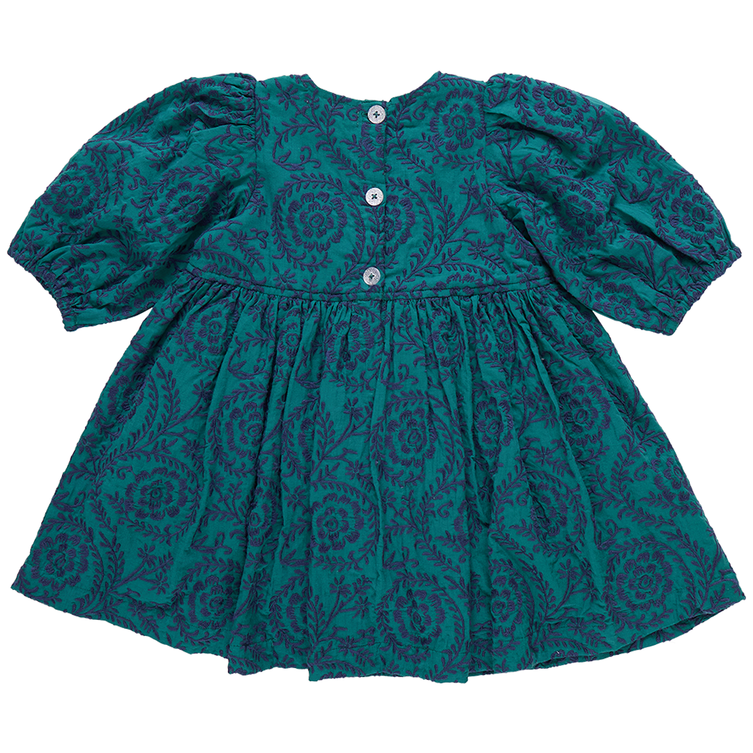 Brooke Dress - Evergreen Blooming Embroidery