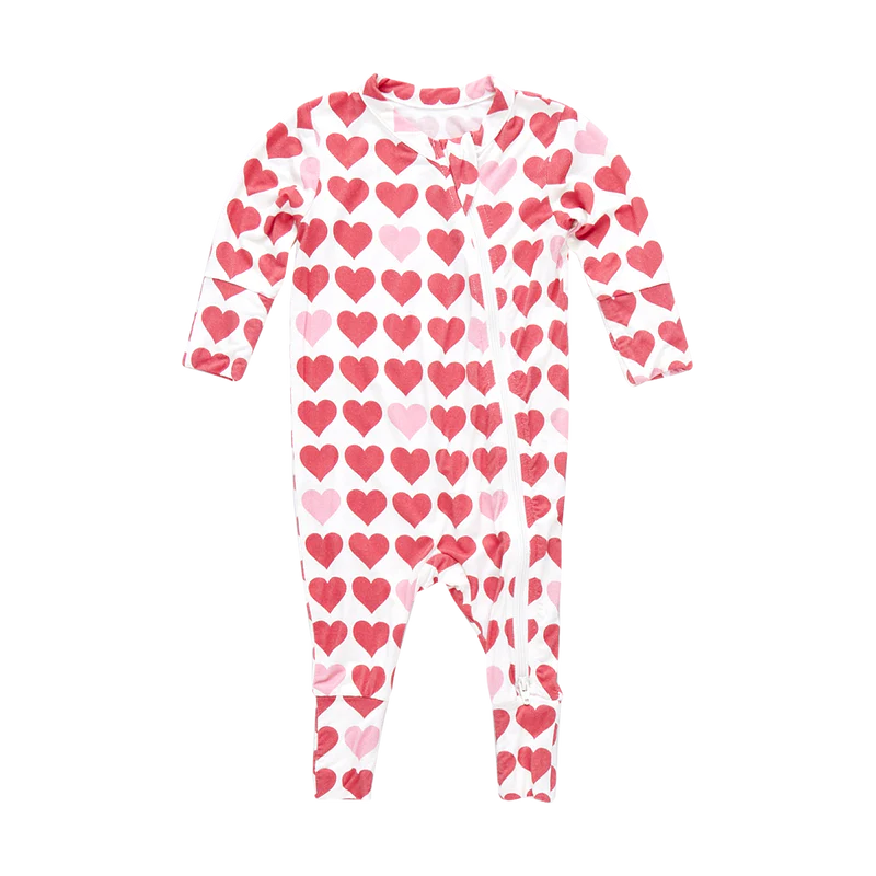 Zippered Romper - Tiny Hearts