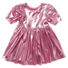 pink metallic short sleeve dress