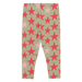 back view of olive green leggings with red and pink star all over print