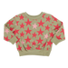 olive green sweatshirt with red and pink stars all over print