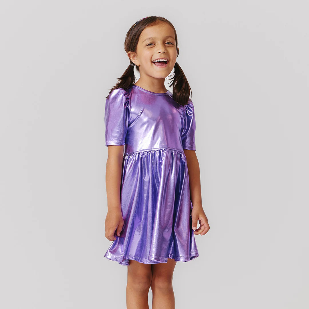 Laurie Dress - Purple Sparkle Lame