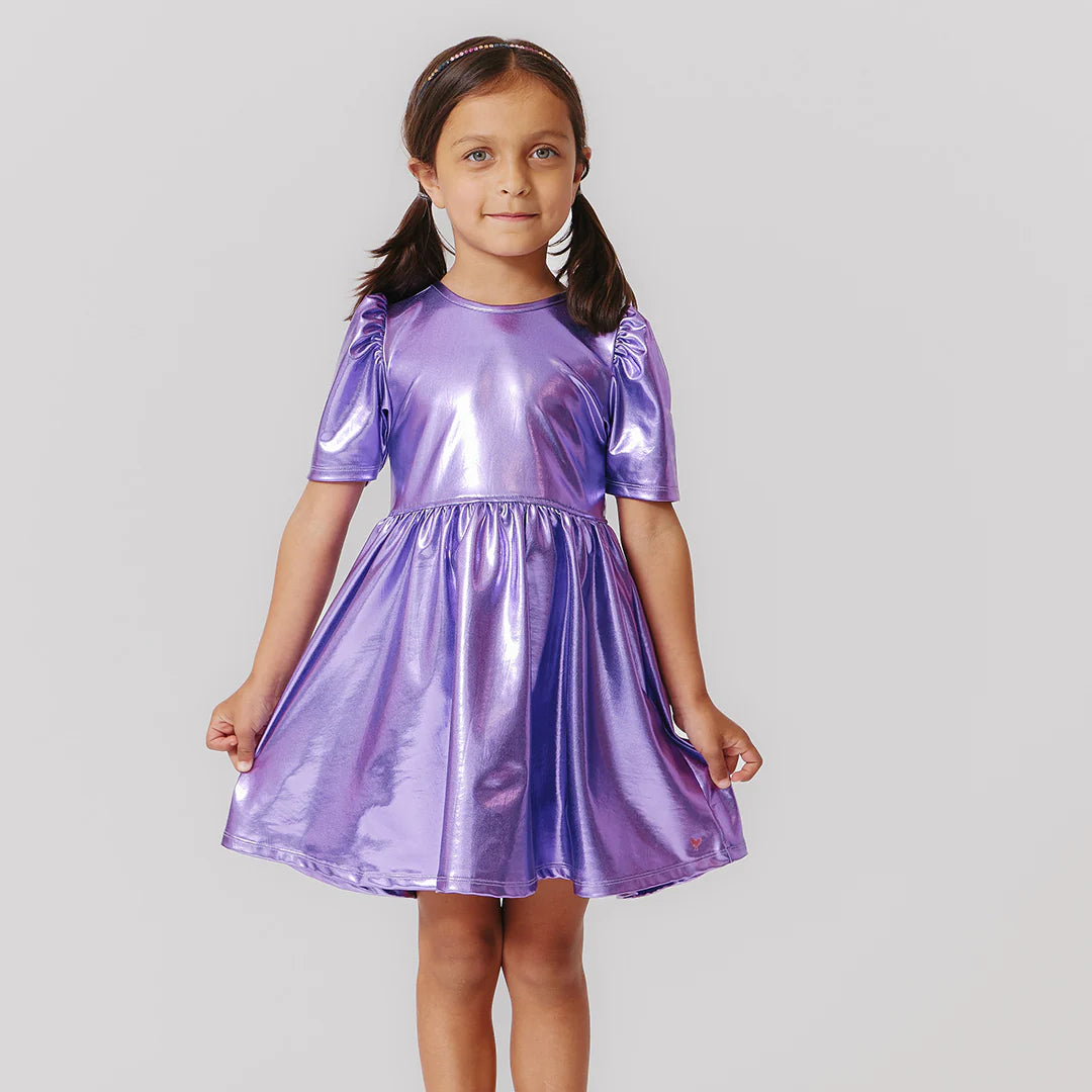 Laurie Dress - Purple Sparkle Lame