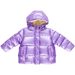 purple metallic puffer coat 