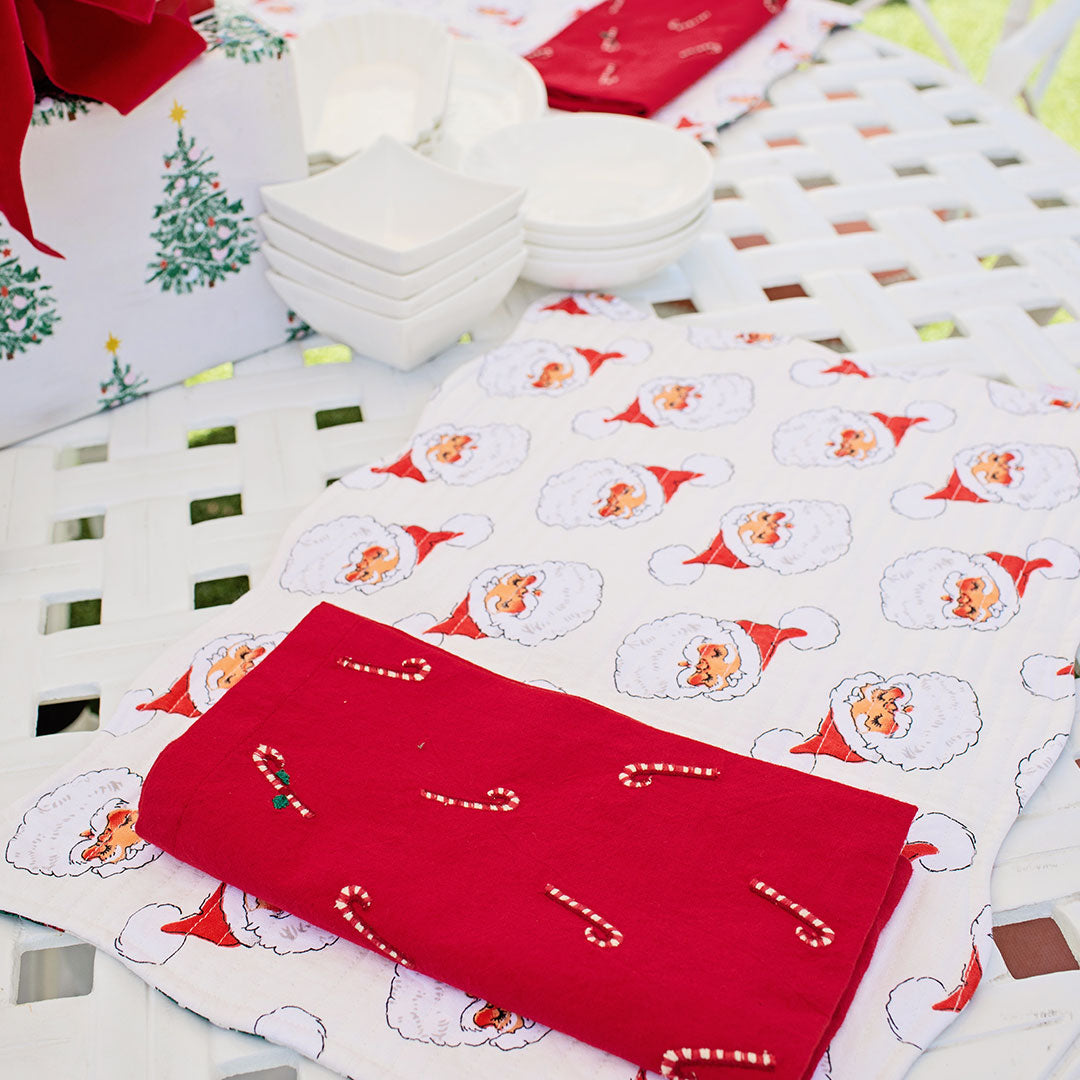 4-Pack Napkin Set - Candy Cane Embroidery