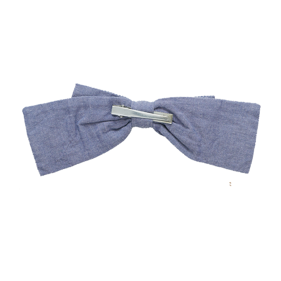 chambray hair bow with clip