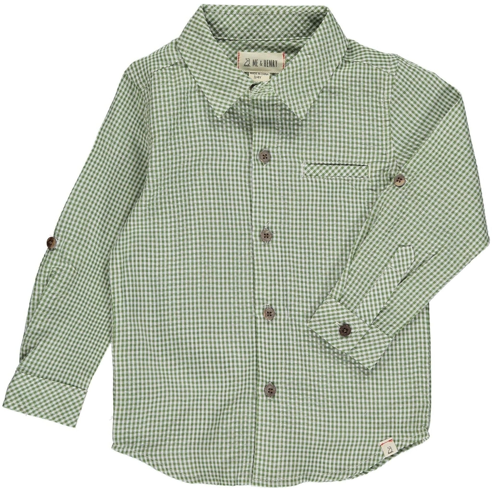 Atwood Woven Shirt - Green Grid - Collins & Conley
