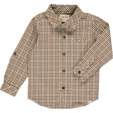 Atwood Woven Shirt - Navy/Gold Plaid - Collins & Conley