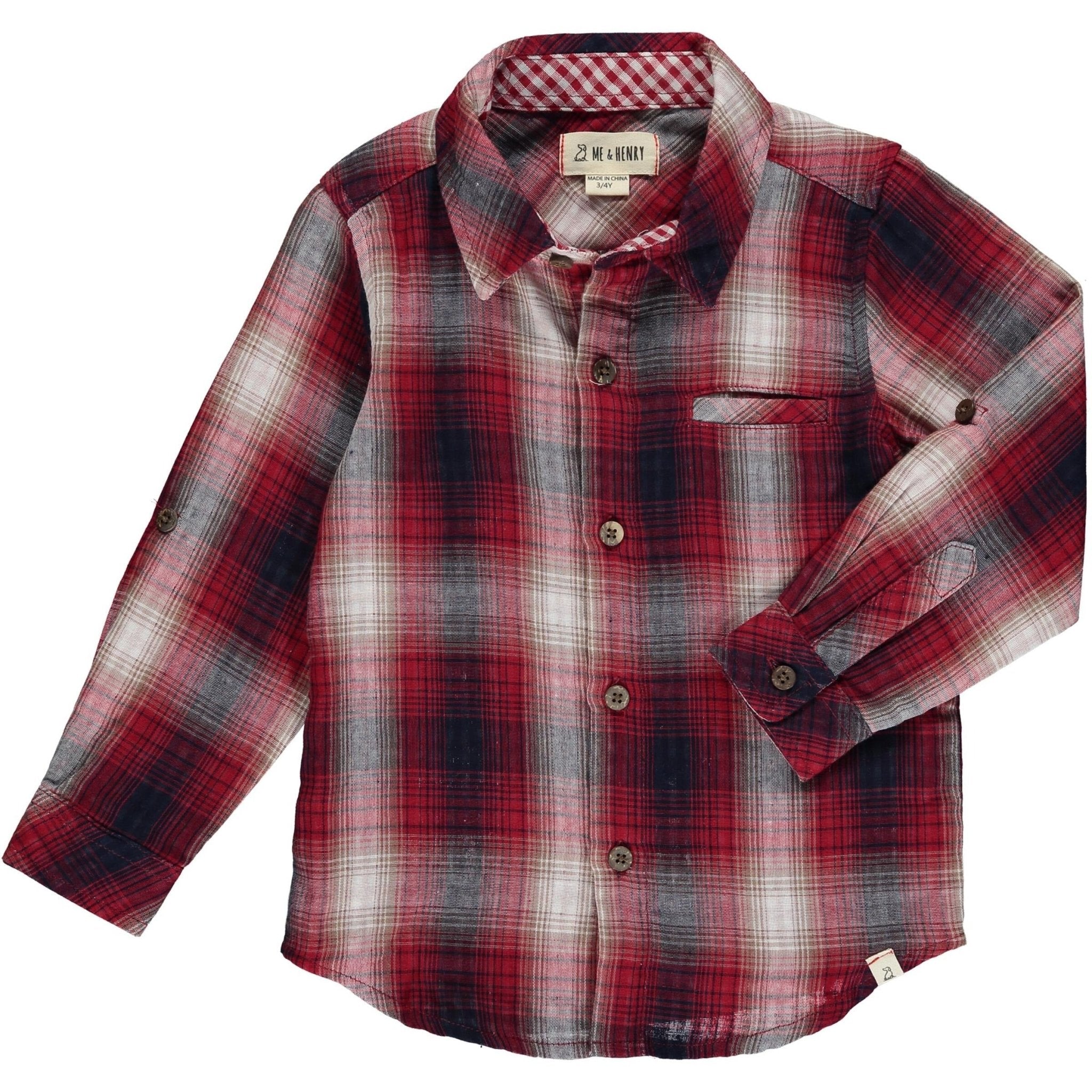 Atwood Woven Shirt - Red/Navy Plaid - Collins & Conley