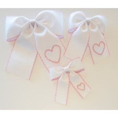 Bow - Pink Heart with Pink Moonstitch - Collins & Conley