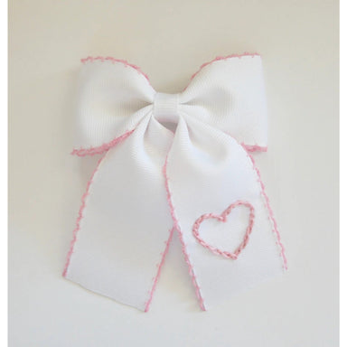 Bow - Pink Heart with Pink Moonstitch - Collins & Conley