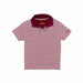 maroon and white short sleeved striped polo