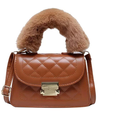 Faux Leather Purse with Fur Handle - Collins & Conley