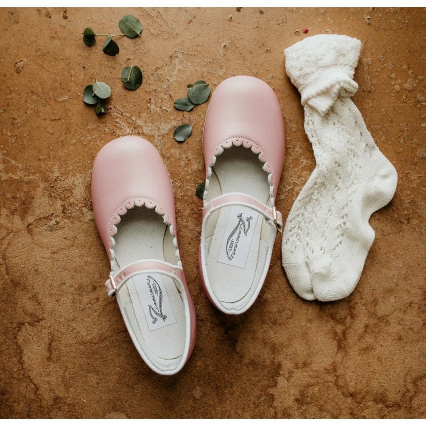 Girl's Shoe - Blush Pink Scallop Mary Jane - Collins & Conley