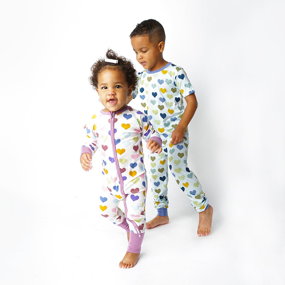 Little Love Blue Hearts Bamboo Pajamas Unisex Pants – Emerson and Friends