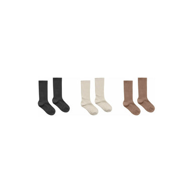 Ribbed Socks - Mocha, Natural, Black - Collins & Conley