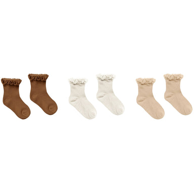 Ruffle Socks - Chocolate, Natural, Shell - Collins & Conley