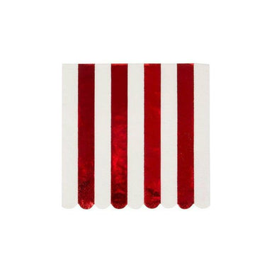 Shiny Red Stripe Small Napkin - Collins & Conley