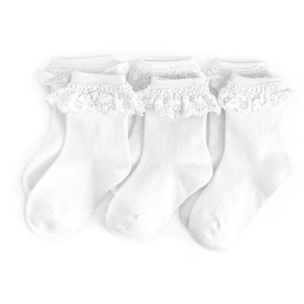 Socks - White Lace Midi Sock (3-Pack) - Collins & Conley