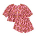 Two Piece Set - Pink Posey Block Print - Collins & Conley